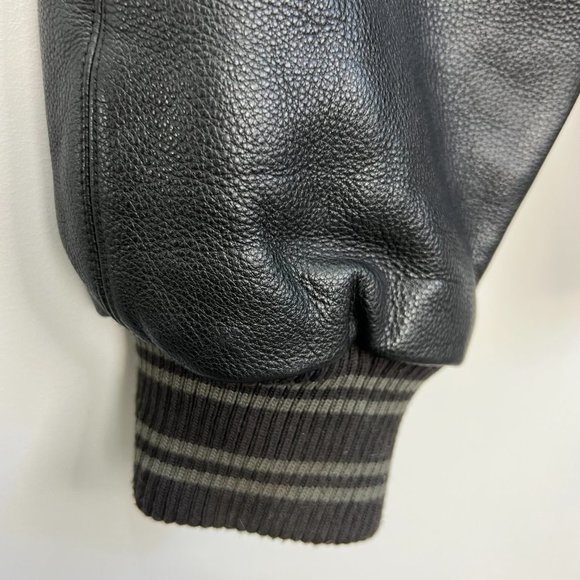 PELLE PELLE Marc Buchanan grey black embellished leather bomber jacket 42 - Picture 9 of 16